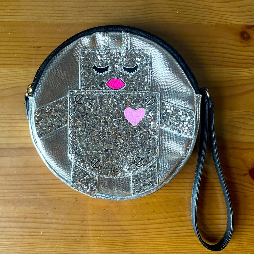Luv Betsey by Betsey Johnson Silver Sparkly Robot Coin Purse